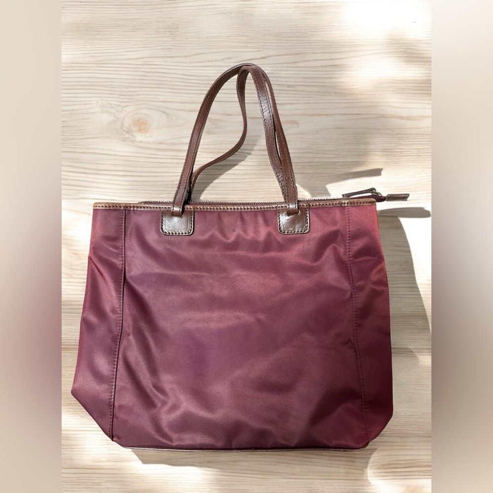 INED Japan Designer Brand Nylon Leather Burgundy Brown Red Shoulder Bag Vintage